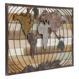 Menmon World Map Horizontal Wood Wall Decor