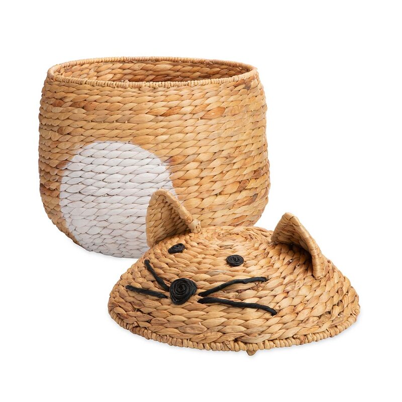 Ivesoy Woven Cat Shaped Storage Basket