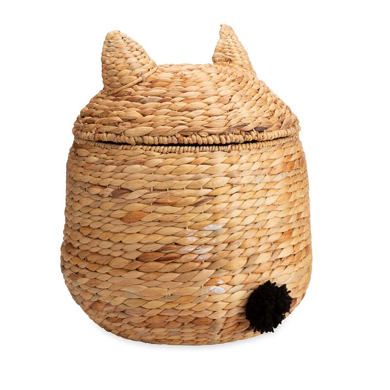 Ivesoy Woven Cat Shaped Storage Basket