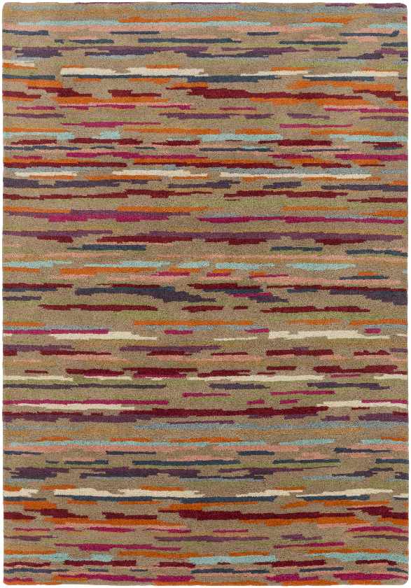 Troyrest Modern Camel/Dark Red Area Rug