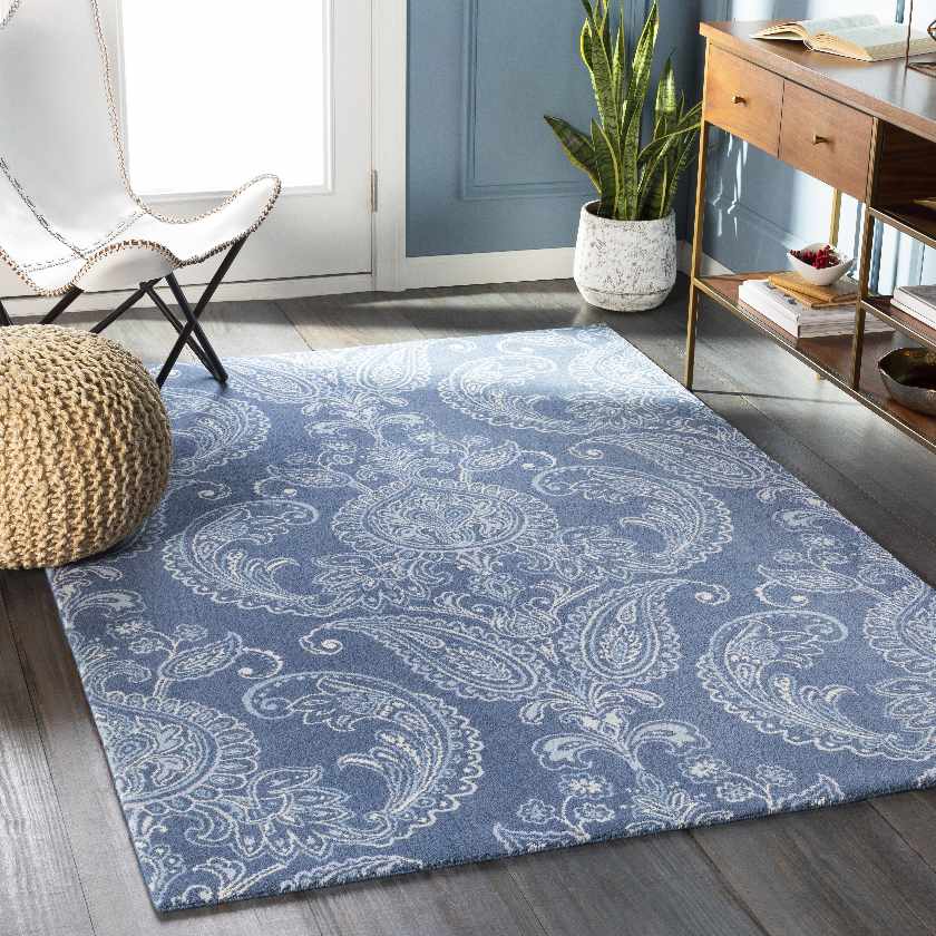 Grantsnor Transitional Navy/Aqua Area Rug