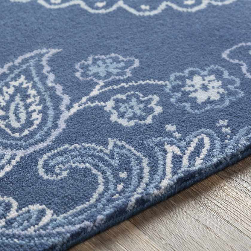 Grantsnor Transitional Navy/Aqua Area Rug