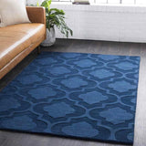 Bergerac 2x3 Solid and Border Blue Area Rug Carpet for Living Room Bedroom or Kitchen (2' x 3')