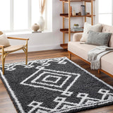 Blaine 5x7 Shag Black Area Rug Carpet for Living Room Bedroom or Kitchen (5'3