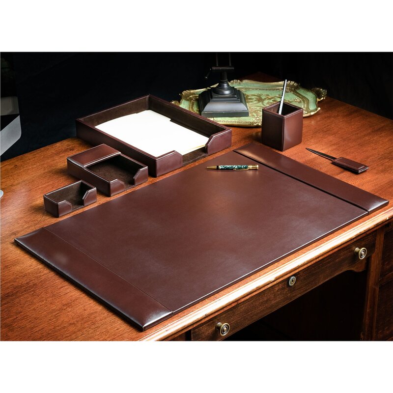 Milesverse Leather 6 Piece Desk Organizer Set