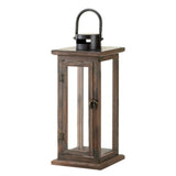 Muzam Brown Glass/Wood Indoor / Outdoor Tabletop Lantern Candle Holder