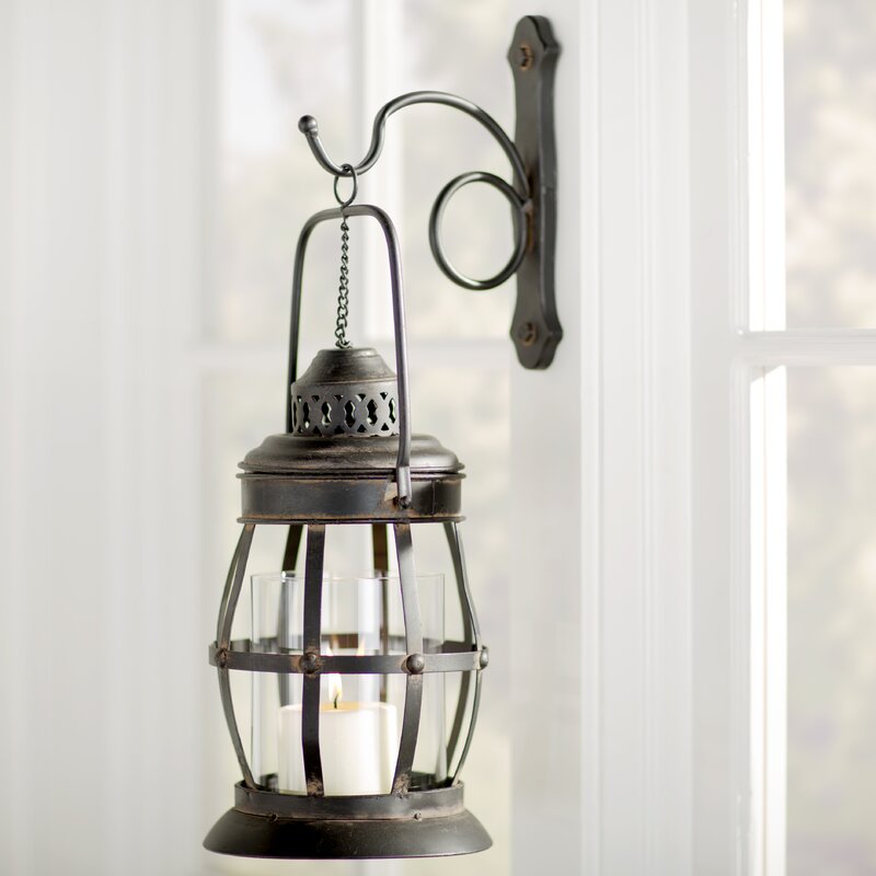 Kige Brown Glass/Iron Wall Sconce Candle Holder
