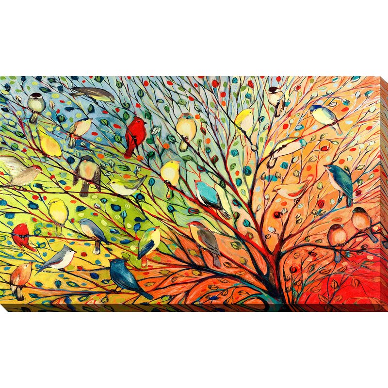 Waydi Wrapped Birds on Tree Branches Horizontal Canvas Print