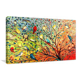 Waydi Wrapped Birds on Tree Branches Horizontal Canvas Print