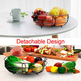 Wright 2 Tiers Metal Fruit Stand Vegetables Basket With Banana Hanger Countertop Fruit Basket