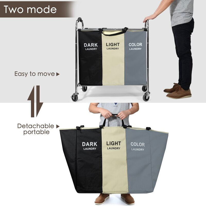 Kiva 3-Bag Laundry Hamper Basket Sorter