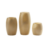 Icango 3 Piece Gold Barrel Shaped LED Unscented Flameless Pillar Candle Set with Remote