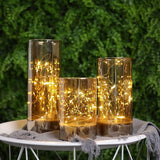 Stanbourg 3 Piece LED String Lights Flickering Unscented Flameless Pillar Candle Set with Remote