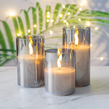 Nejona 3 Piece Unscented Flameless Flickering Candle Set with Remote