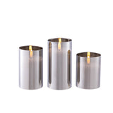 Saintmy 3 Piece Silver/Gold Unscented Flameless Pillar Candle Set with Remote
