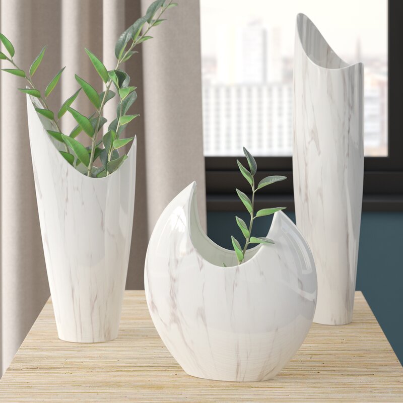 Minas 3 Piece Ceramic Table Vase Set