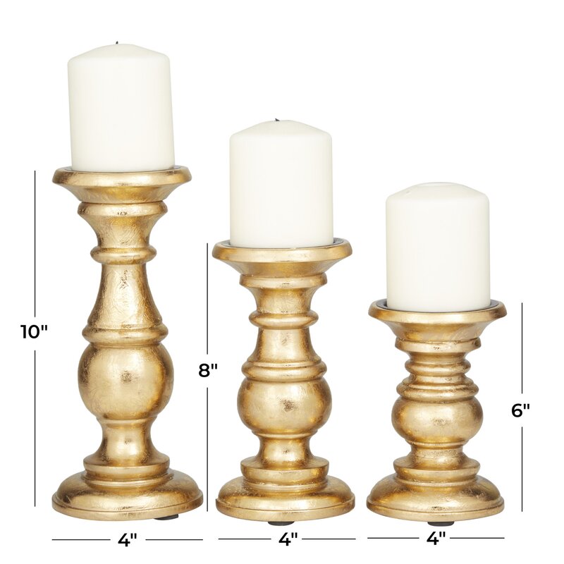 Southmo 3 Piece Wood Tabletop Candlestick Set