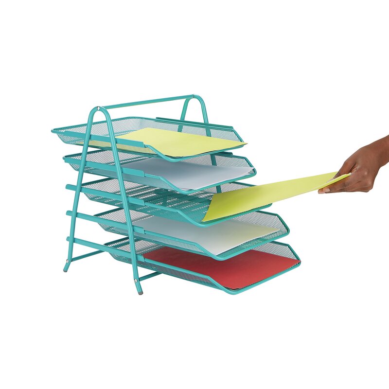 Bochat 5 Tier Steel Mesh Paper Tray Desk Organizer