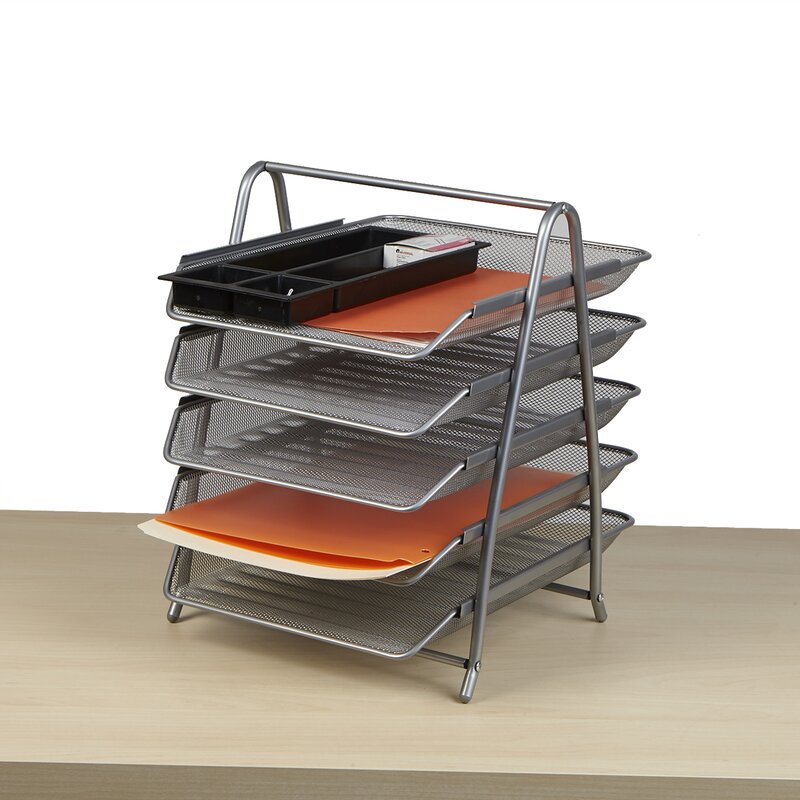 Bochat 5 Tier Steel Mesh Paper Tray Desk Organizer
