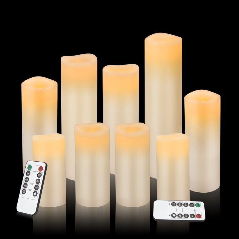 Salina 9 Piece Unscented Flameless Candle Set with Remote