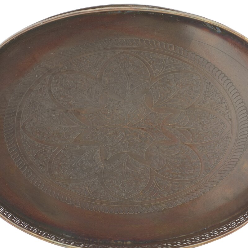 Tzergeor 2 Piece Oval Brown Ottoman Table Tray Set