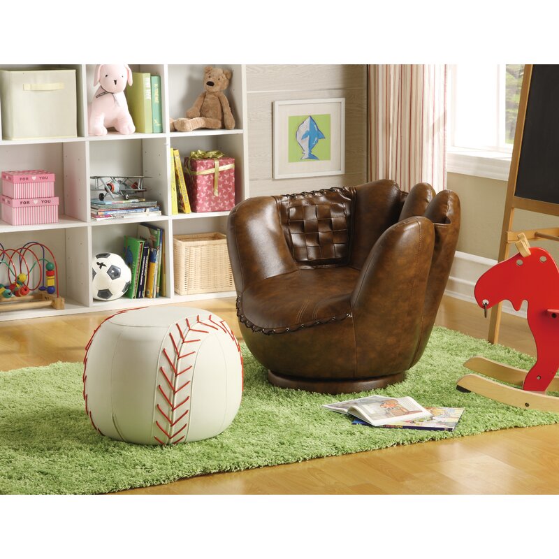 Sodall Baseball Glove Kids Novelty Chair and Ottoman