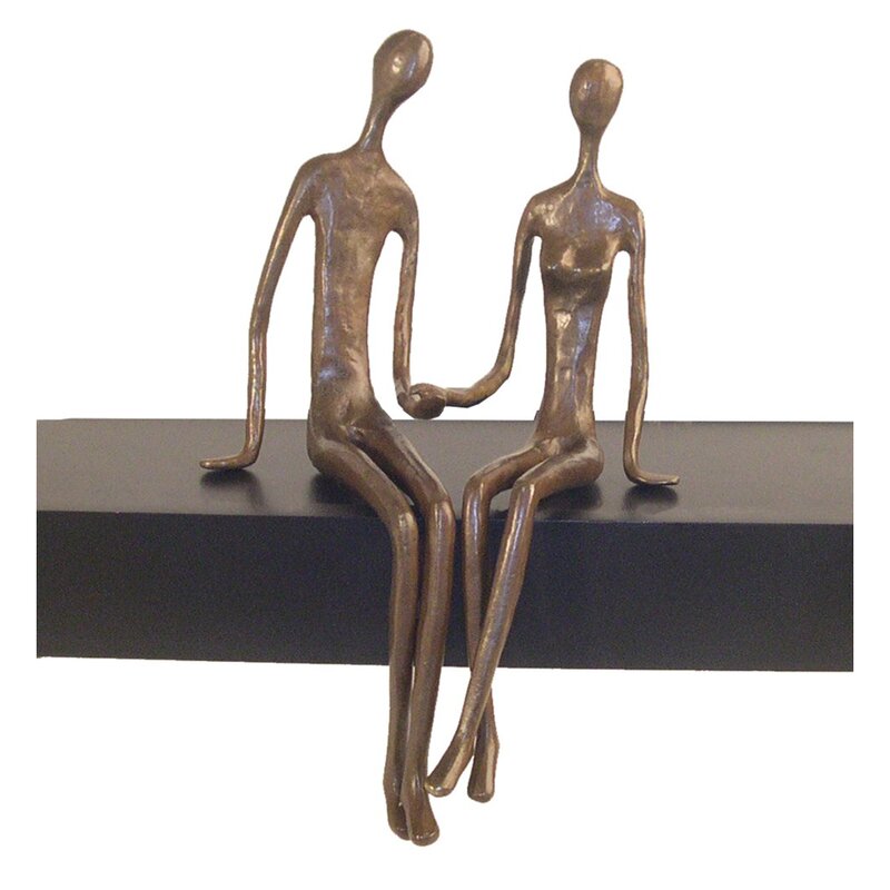 Tishdo Bronze Sitting Couple Metal Figurine