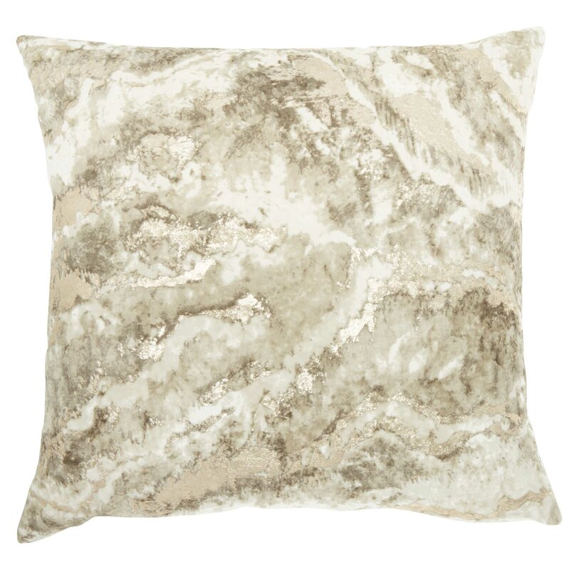 Niali Metallic Square Polyester Throw Pillow Cover & Insert