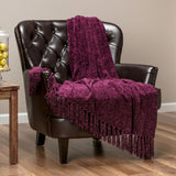 Voand Chenille Woven Polyester Velvety Texture Decorative Blanket