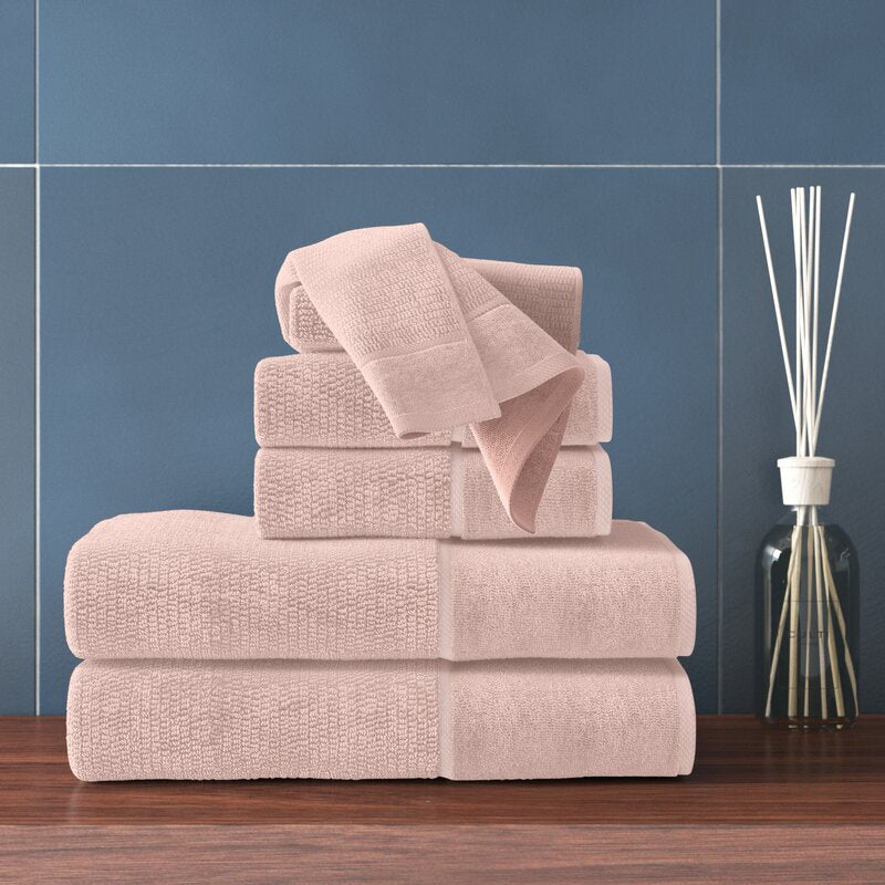 Luciana Luxury Textured 6 Piece Turkish Cotton Bath Towel Set