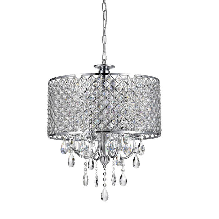 ShinyDay Light Shaded Drum Chandelier with Crystal Accents