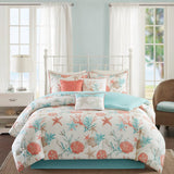 Stona Teal Blue/Salmon Pink/Taupe 7 Piece Comforter Set