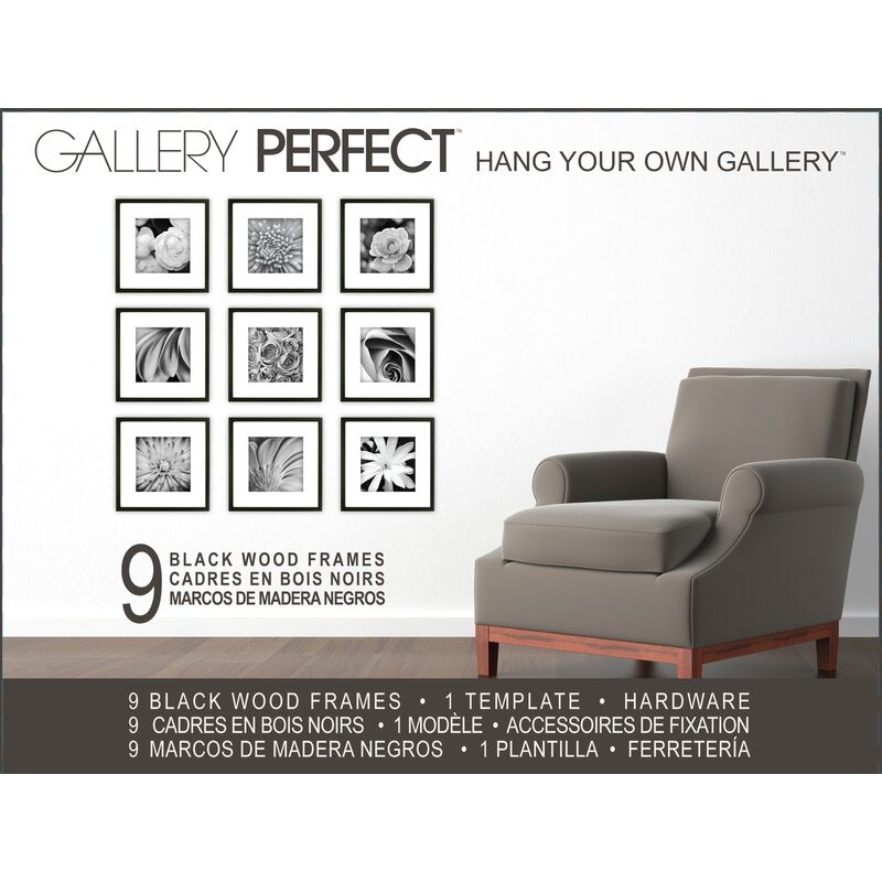Larida 9 Piece Matte Wood Black Gallery Wall Frame Set