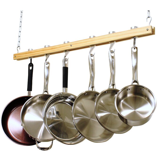 Manor Ceiling Mounted Wooden Hanging Pot Rack