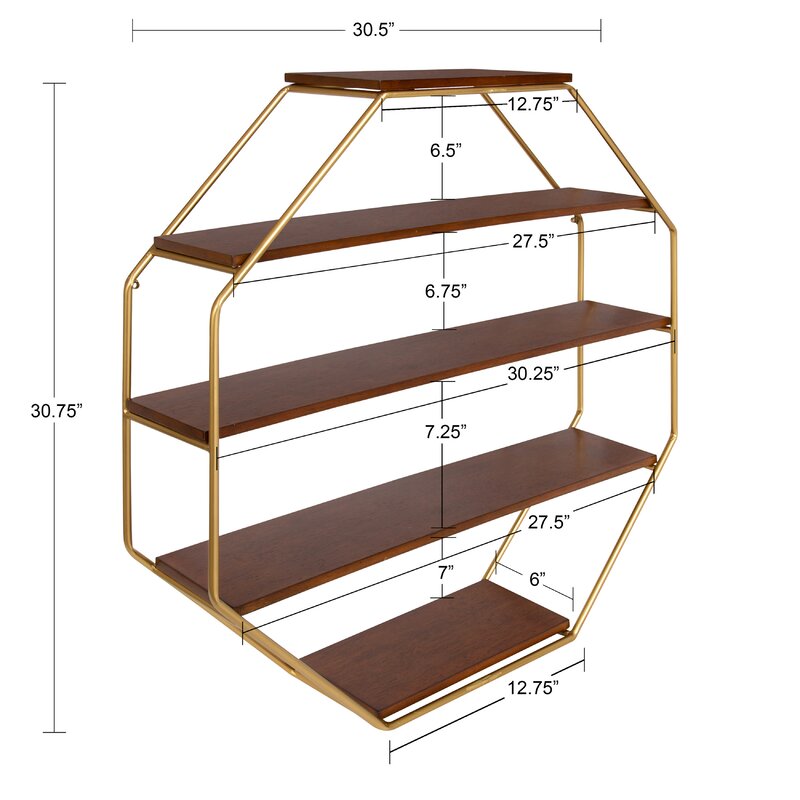 Beco 5 Piece Hexagon Decorative Wall Shelf