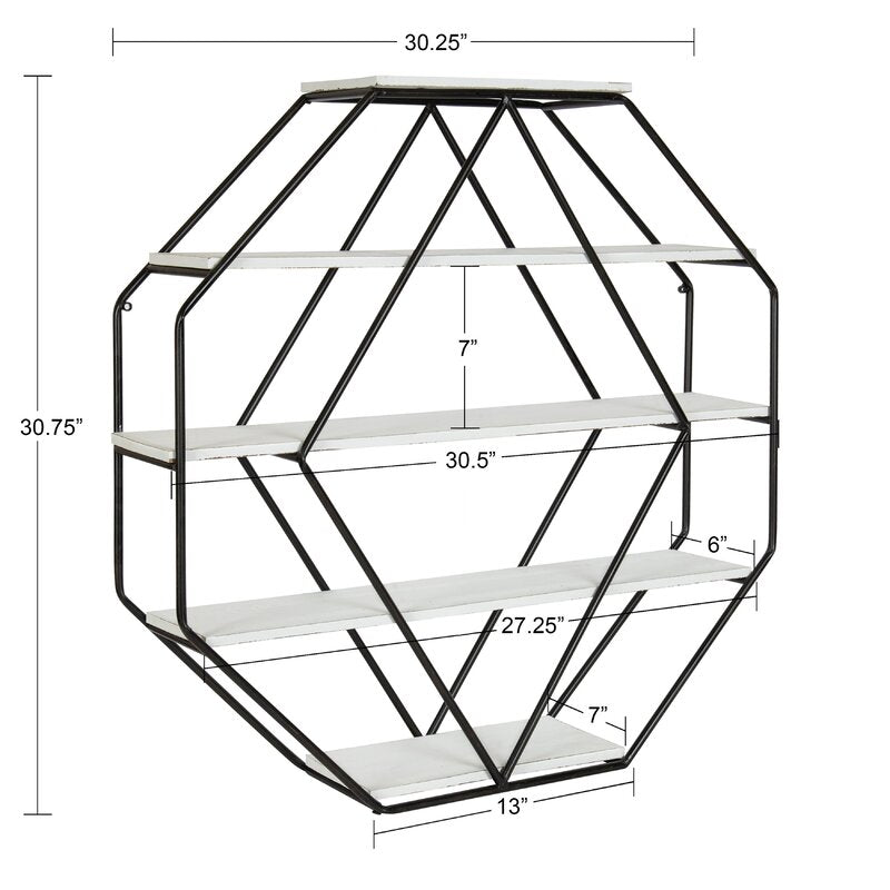 Beco 5 Piece Hexagon Decorative Wall Shelf