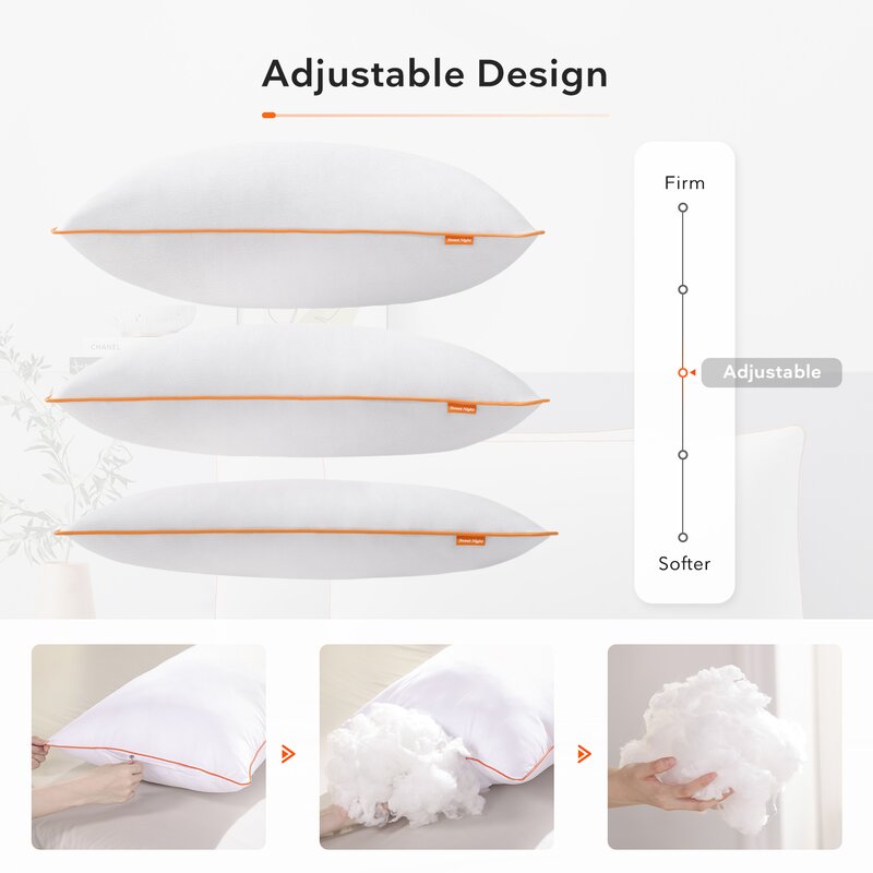 Denblic Comfortable Down Medium Adjustable Support Pillow (Pack of 2)