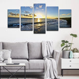 Ingia 5 Piece Wrapped Sunshine on Sea Horizontal Wood Canvas Photograph
