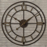 Nitedel Skeleton Round Antique Gold 21.25" Wall Clock