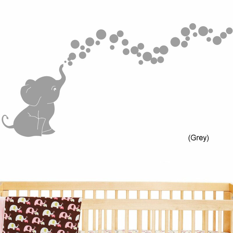 Lostal Elephant Bubbles Nursery Room Removable Wall Decal