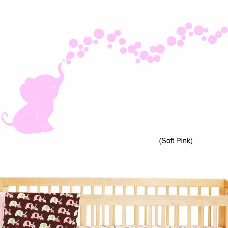Lostal Elephant Bubbles Nursery Room Removable Wall Decal