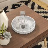 Favia Round Marble White Coffee Table Tray