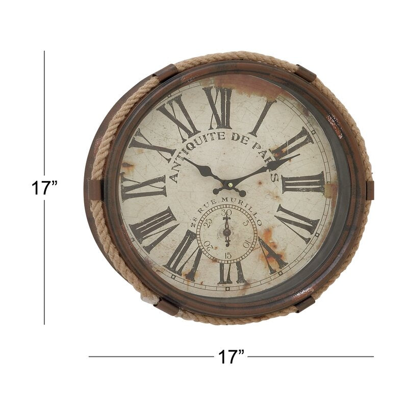 Recanru Round Metal/Iron Vintage Indoor/Outdoor 17" Wall Clock