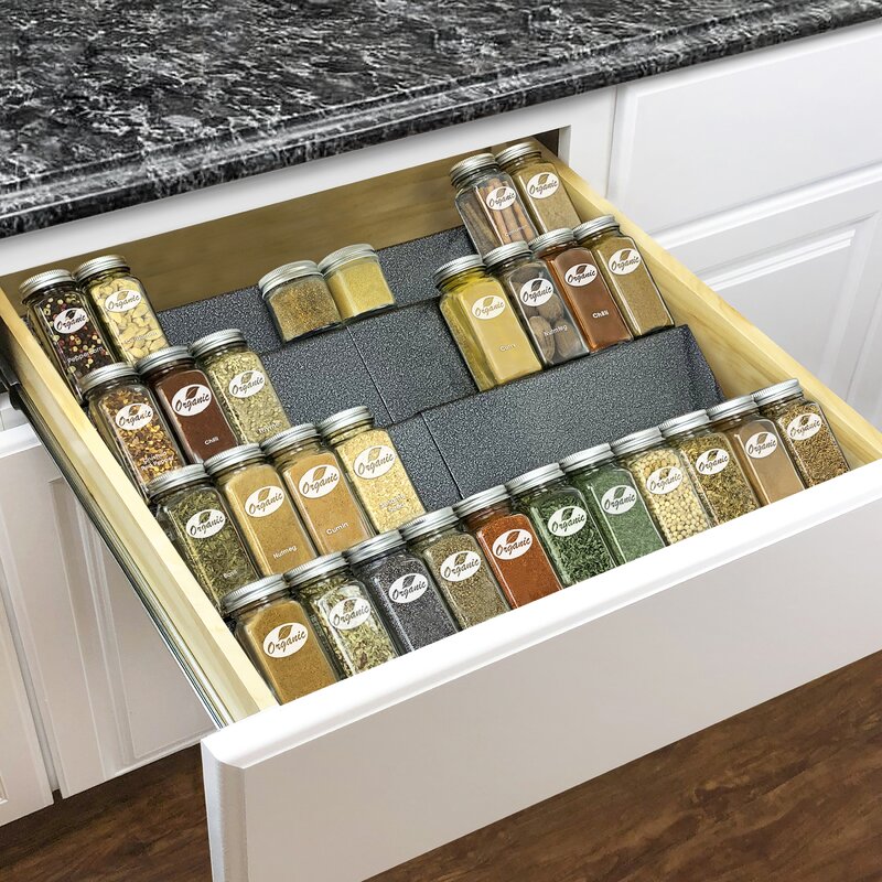 Cross Expandable 4 Tier Heavy Gauge Drawer Organizer 64 Jar Spice Rack