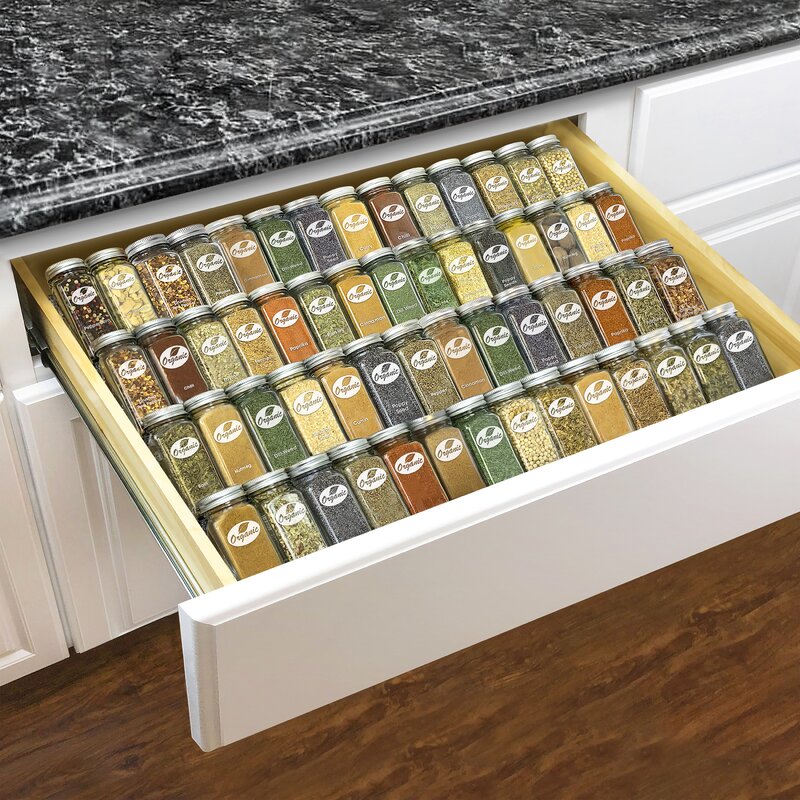 Cross Expandable 4 Tier Heavy Gauge Drawer Organizer 64 Jar Spice Rack