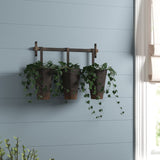 Iona Rusted Brown Wall Rack and 3 Tin Pot with Hanger Wall Decor
