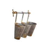 Iona Rusted Brown Wall Rack and 3 Tin Pot with Hanger Wall Decor