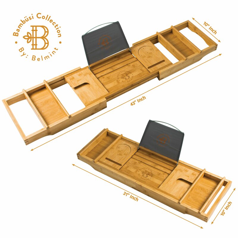 Coland Freestanding Adjustable Wood Bath Caddy