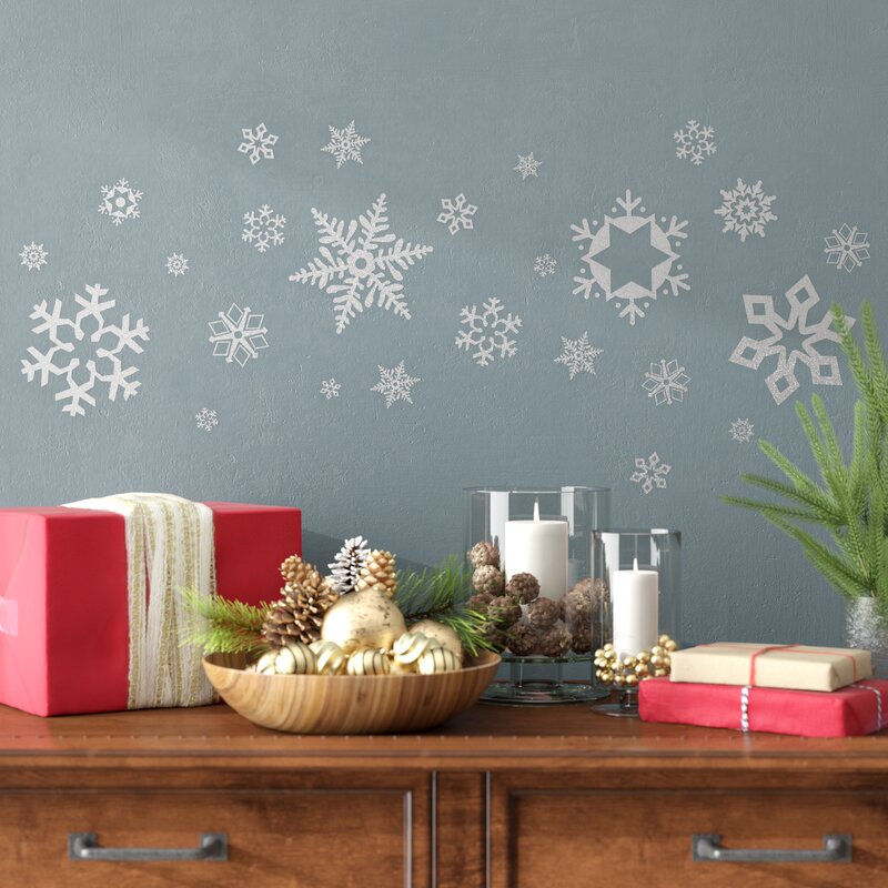 Kade Silver Glitter Snowflakes Wall Decal