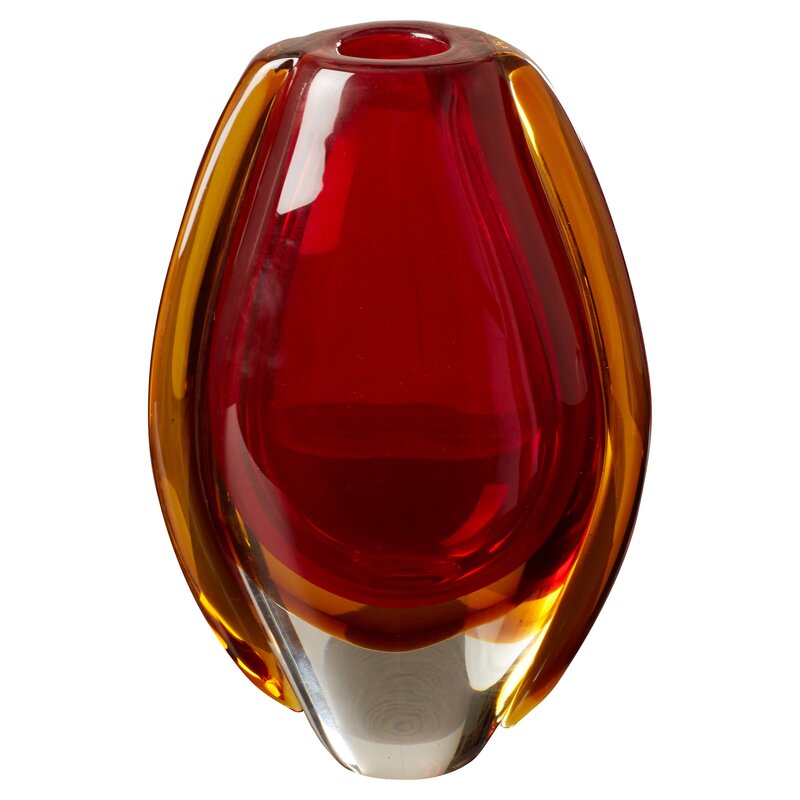 Gaslon Red and Gold Glass Decorative Table Vase